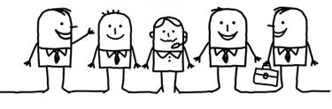 Illustrated characters shaking hands